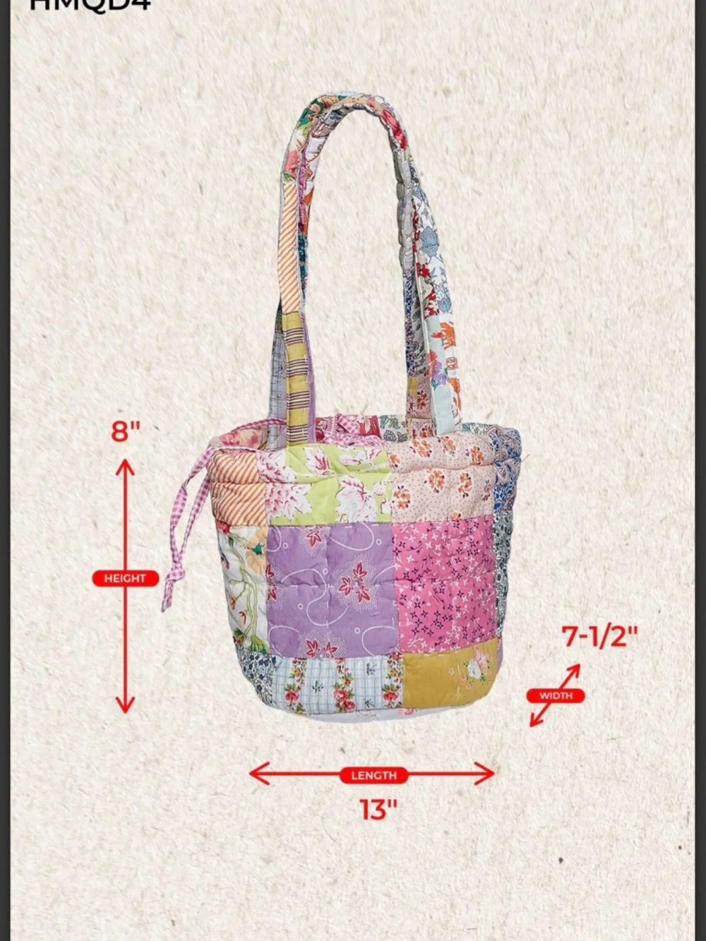 POL HMQD4 Patchwork Quilted Bucket Tote Bag in Multicolor NWT - Picture 9 of 10